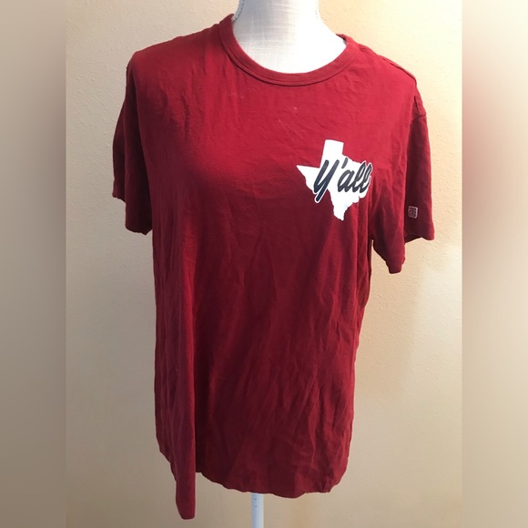 Tops - T shirt maroon Texas pride top “y’all” crewneck short sleeve
